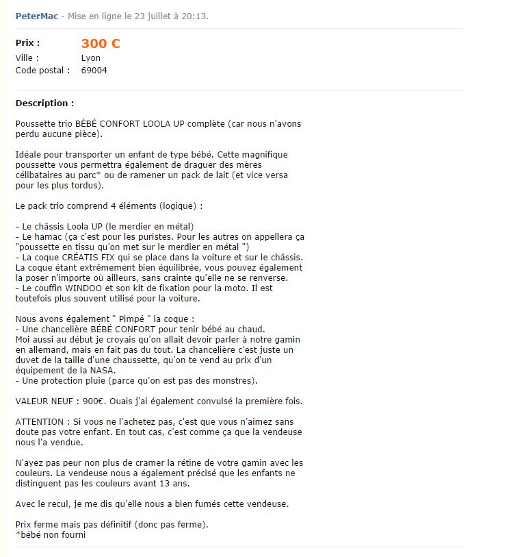 Annonce puericulture drole 2