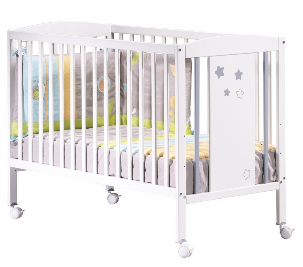 Sauthon on line NAO - Lit bebe - Tout Balustres avec panneau decor et roulettes - 120 x 60 cm