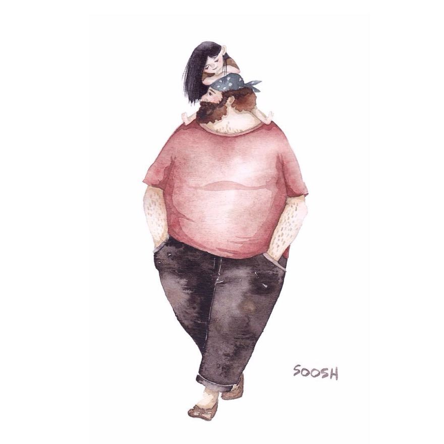 ballade entre papa et sa fille dessin soosh