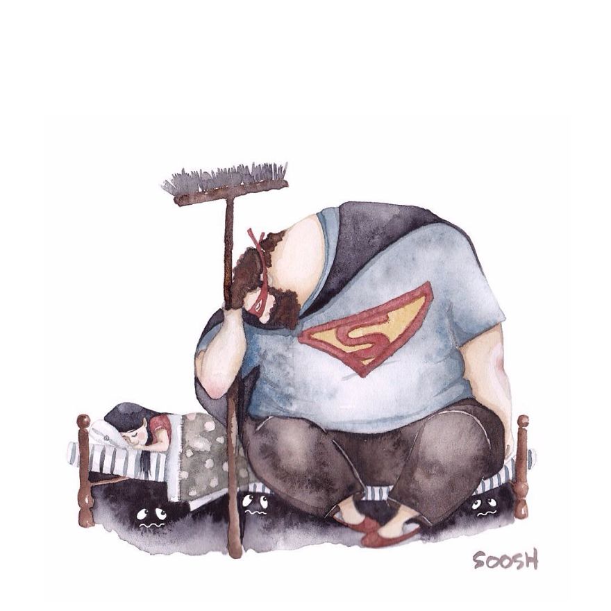 super hero papa dodo petite fille dessin soosh