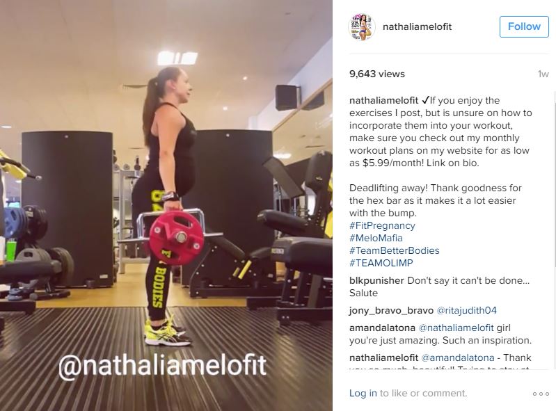 nathalia melo enceinte et musculation intensive