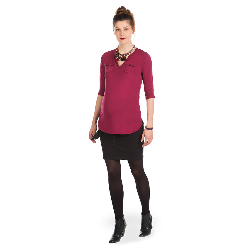 jupe courte de grossesse en twill avec ceinture a noeur orchestra premaman