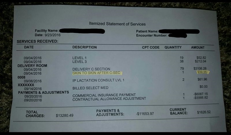 facture pour peau a peau a lhopital